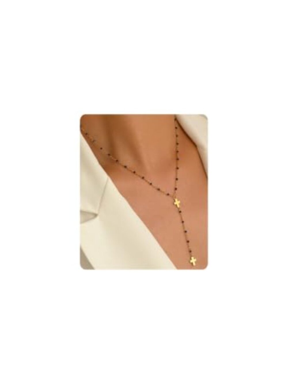 18K Gold Plated CZ Y Lariat Necklace Stainless Steel Women Jewelry